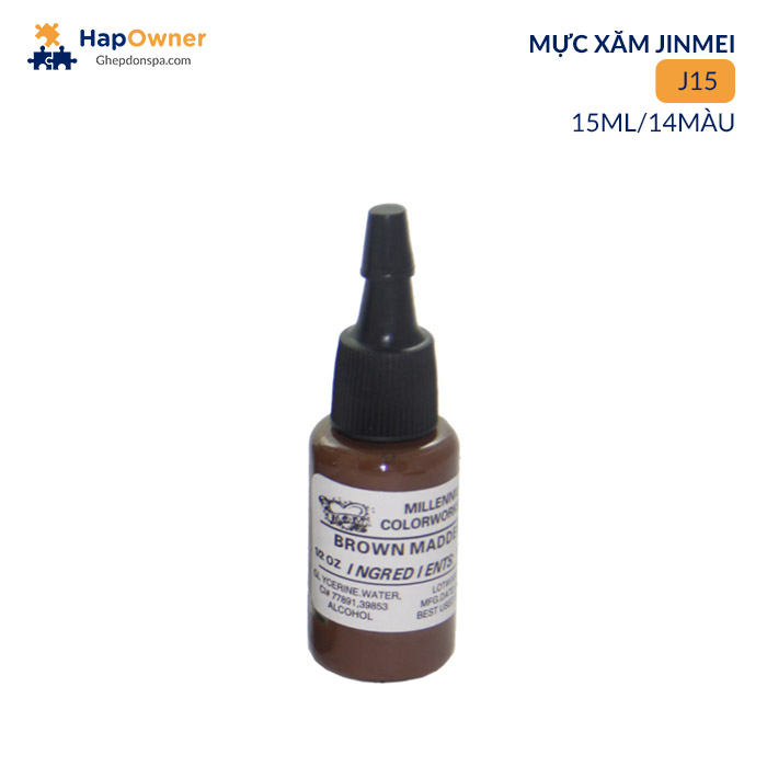 J15: Mực xăm MOM J15 15ml/14màu Jinmei