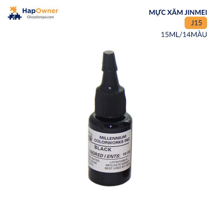 J15: Mực xăm MOM J15 15ml/14màu Jinmei