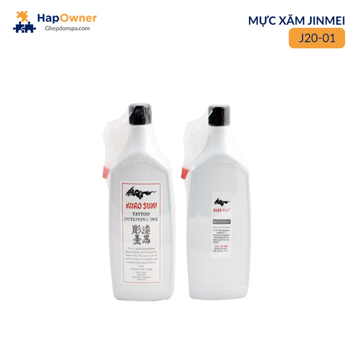 J20-01: Mực xăm Kuro sumi tattoo outlining ink 421g/360ml Jinmei