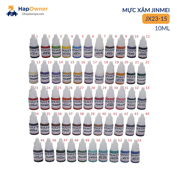 JX23-15: Mực xăm HWS JX23 -15 10ml/54màu